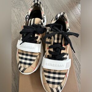Burberry Check and Leather Sneakers